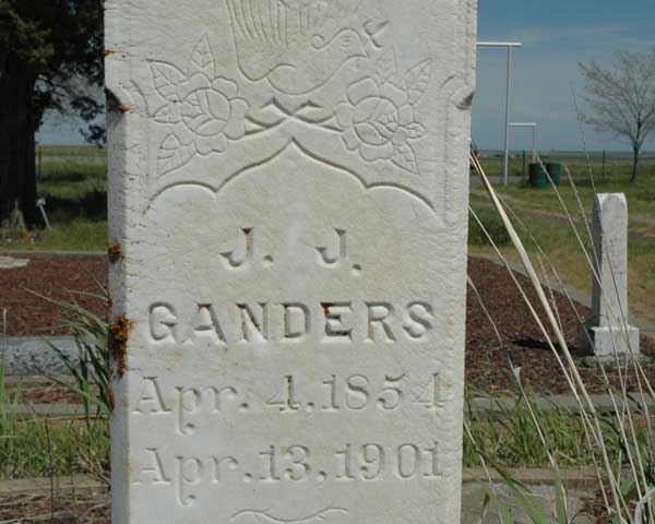 Headstone of JJ Ganders, Bickleton IOOF Cemetery